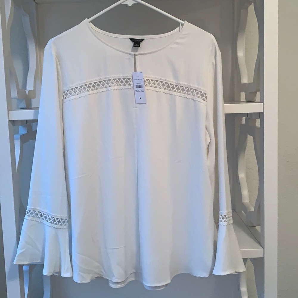Ann Taylor Tulip Sleeve Blouse Sz L
